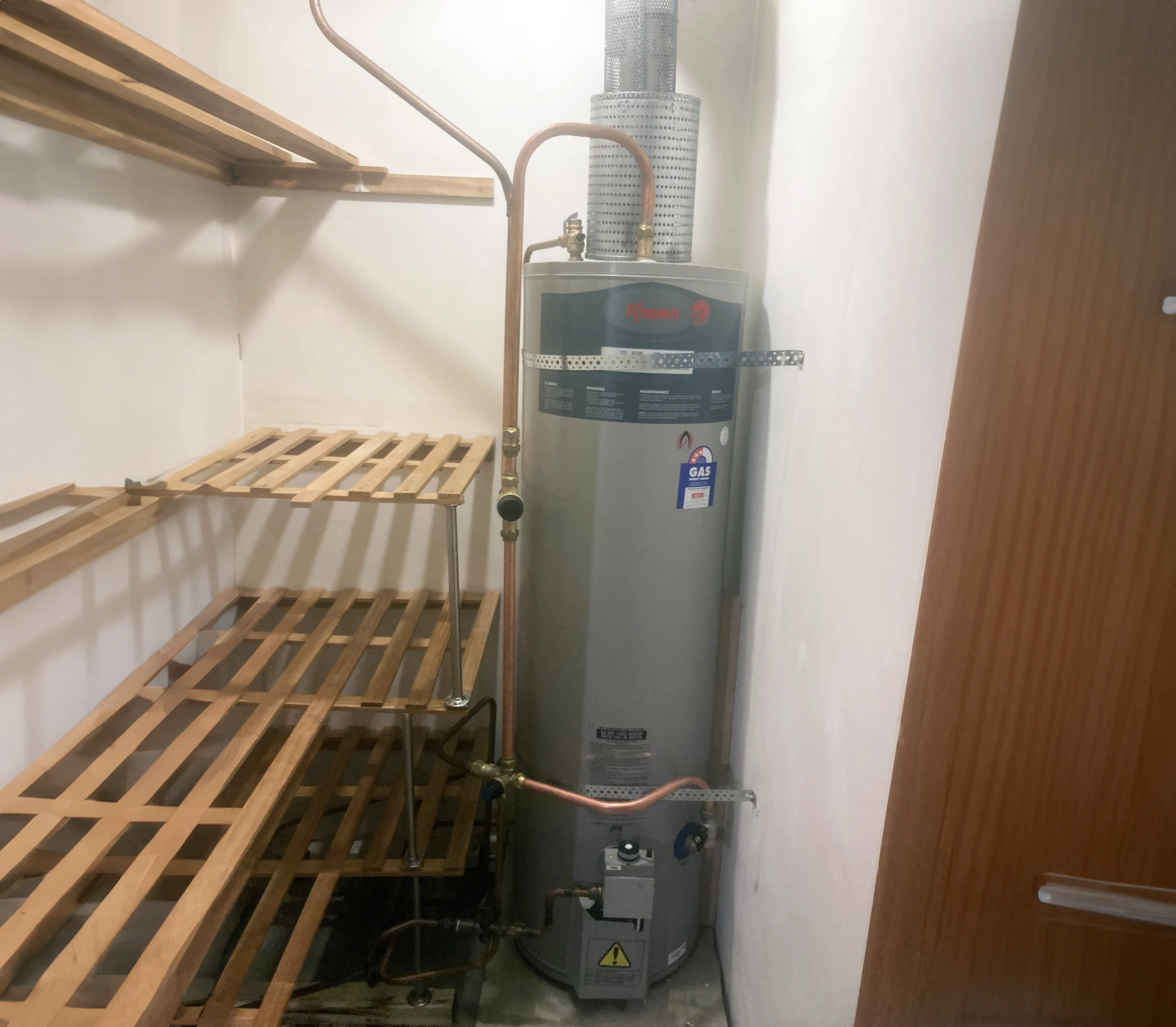 Gas hot water cylinder installation